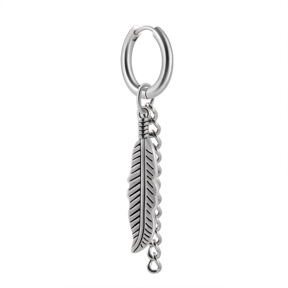 Stainless Steel Animal Zodiac Geometric Leaf Snakeshaped Skull Ear Buckle Earrings And Ear Bone Ring With Electroplating - Image 5