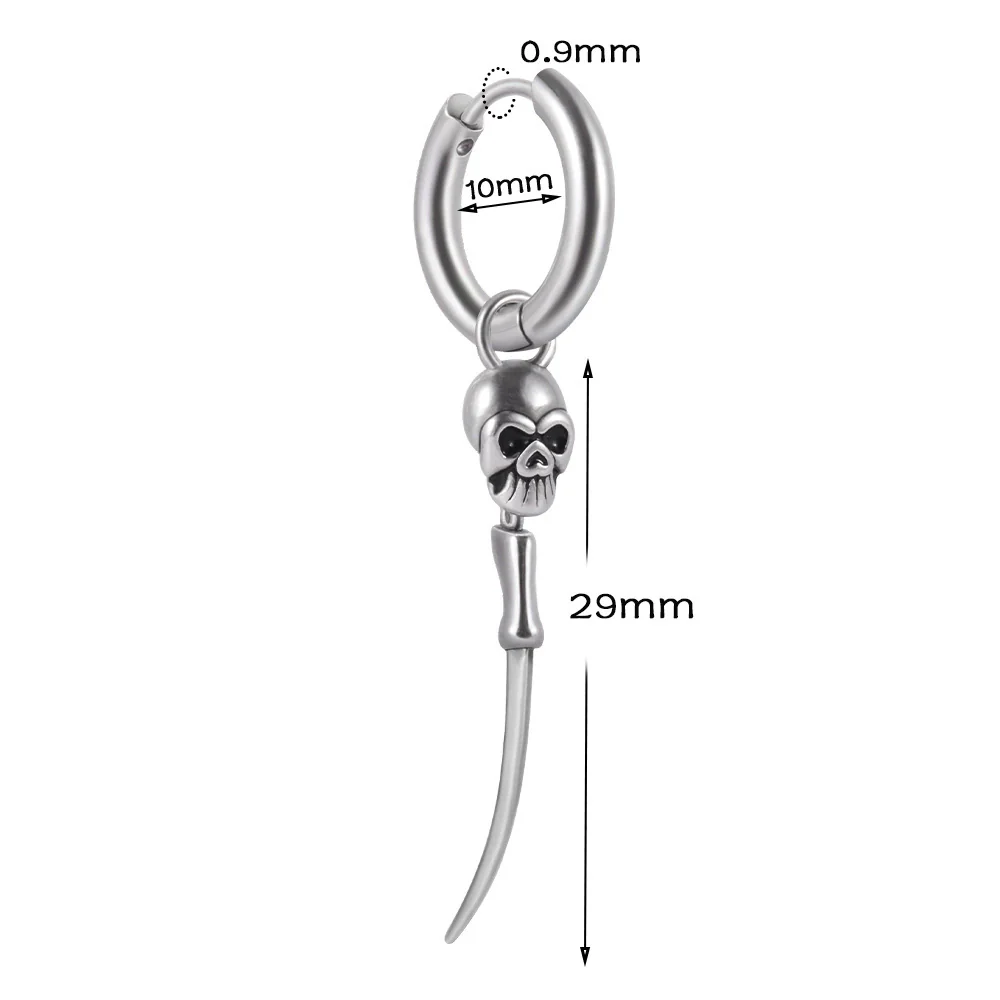 Stainless Steel Animal Zodiac Geometric Leaf Snakeshaped Skull Ear Buckle Earrings And Ear Bone Ring With Electroplating - Image 7