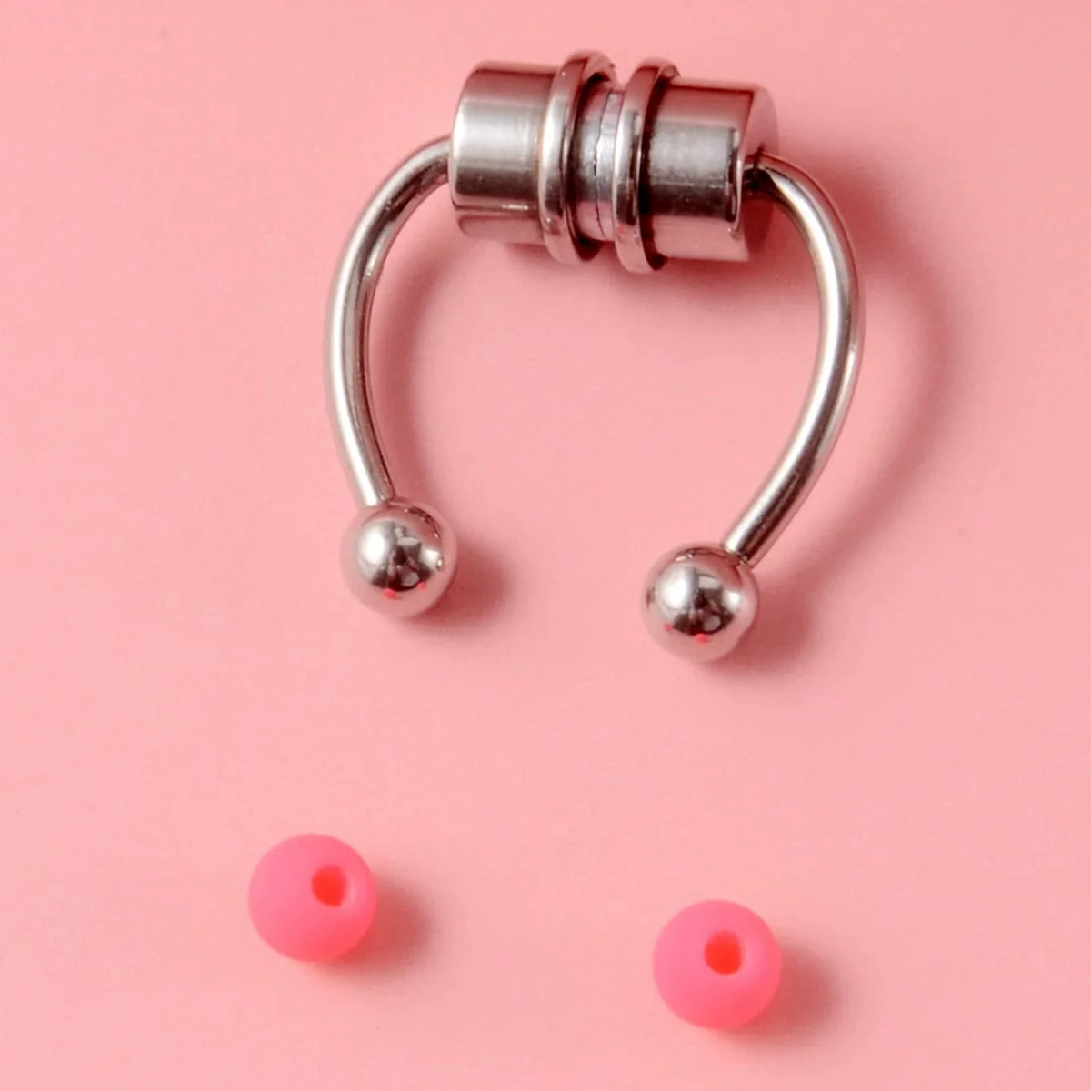 Stainless Steel Antler Pattern Electroplated Round Ball Conical Ball Magnetic Nose Ring Piercing Earrings Unisex - Image 12