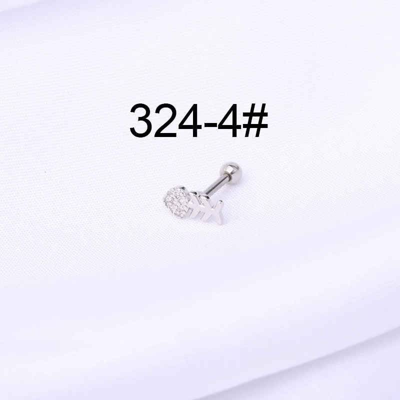 Stainless Steel Ball Puncture Earrings Cartoon Style With Flower Pattern Electroplated - Image 9