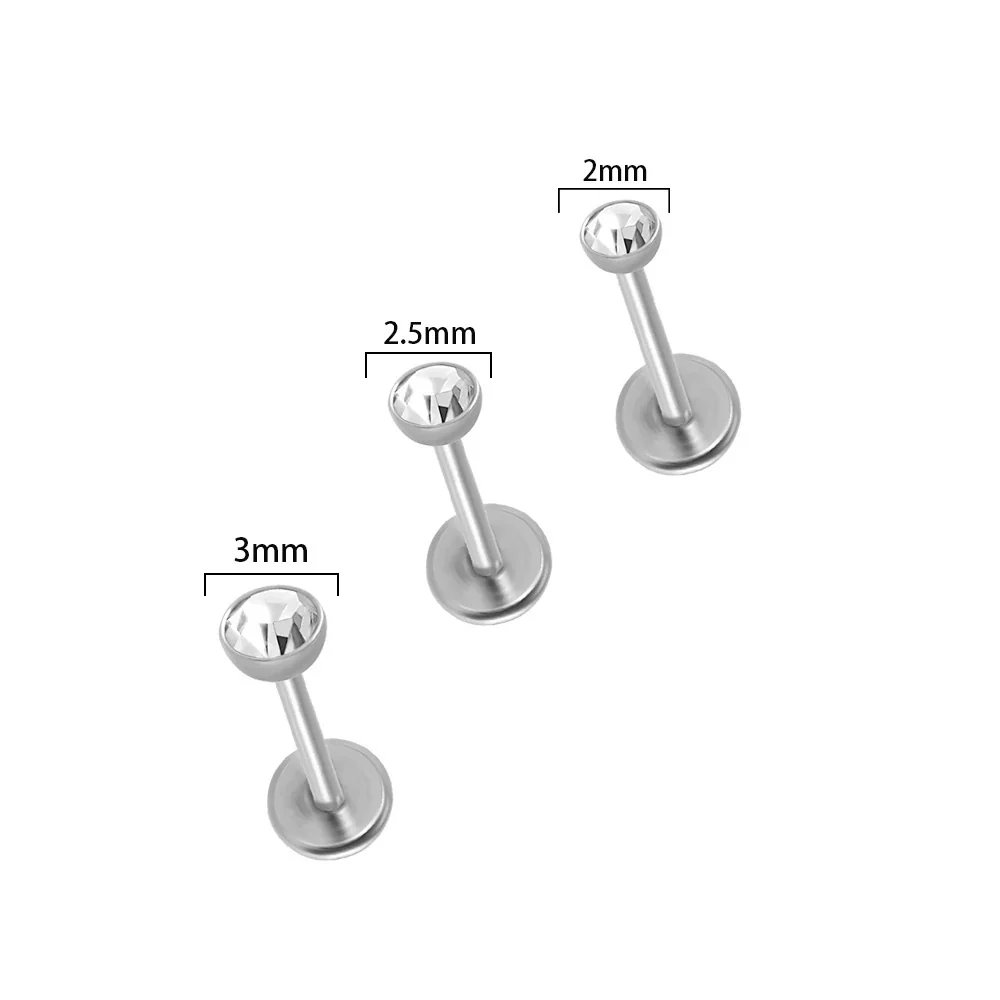Stainless Steel Ball Tshaped Electroplating Style Earrings With Single Diamond And Round Zircon - Image 8