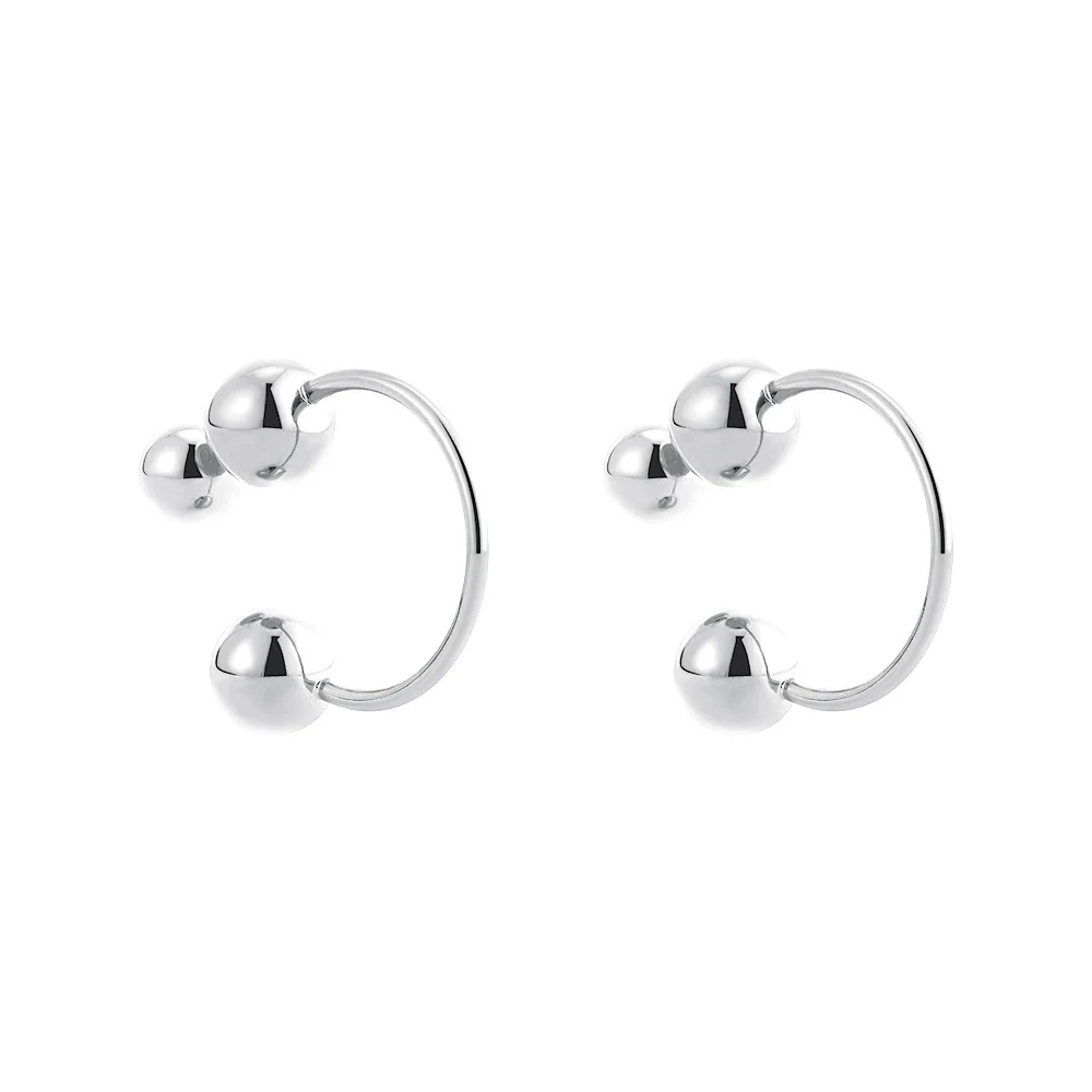 Stainless Steel Ball Women's Ear Studs Earrings With Electroplating And Front And Rear Style - Image 6