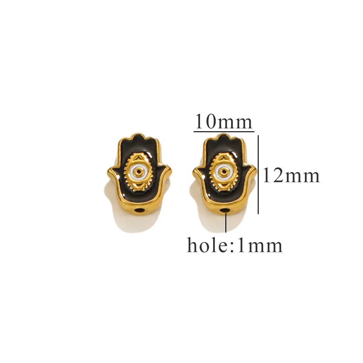 Stainless Steel Beaded Square Double Sided Enamel Drop Oil Eye Spacer Beads For Diy Jewelry Accessories 18K Gold Vacuum Plated With Eight Eyes Pattern - Image 18