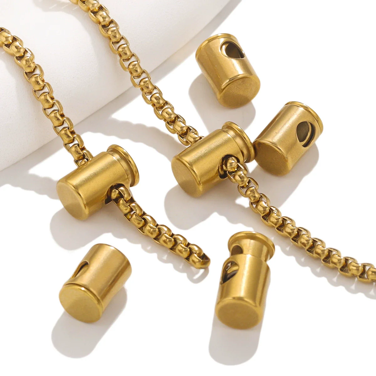 Stainless Steel Bell Elastic Spring Push Pull Adjustment Titanium Steel Buckle Accessories Handmade Chain Positioning Button With Hirback Pattern And Electroplating Treatment - Image 2