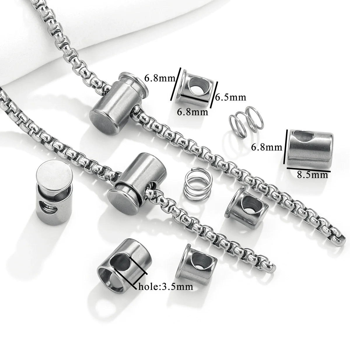 Stainless Steel Bell Elastic Spring Push Pull Adjustment Titanium Steel Buckle Accessories Handmade Chain Positioning Button With Hirback Pattern And Electroplating Treatment - Image 4