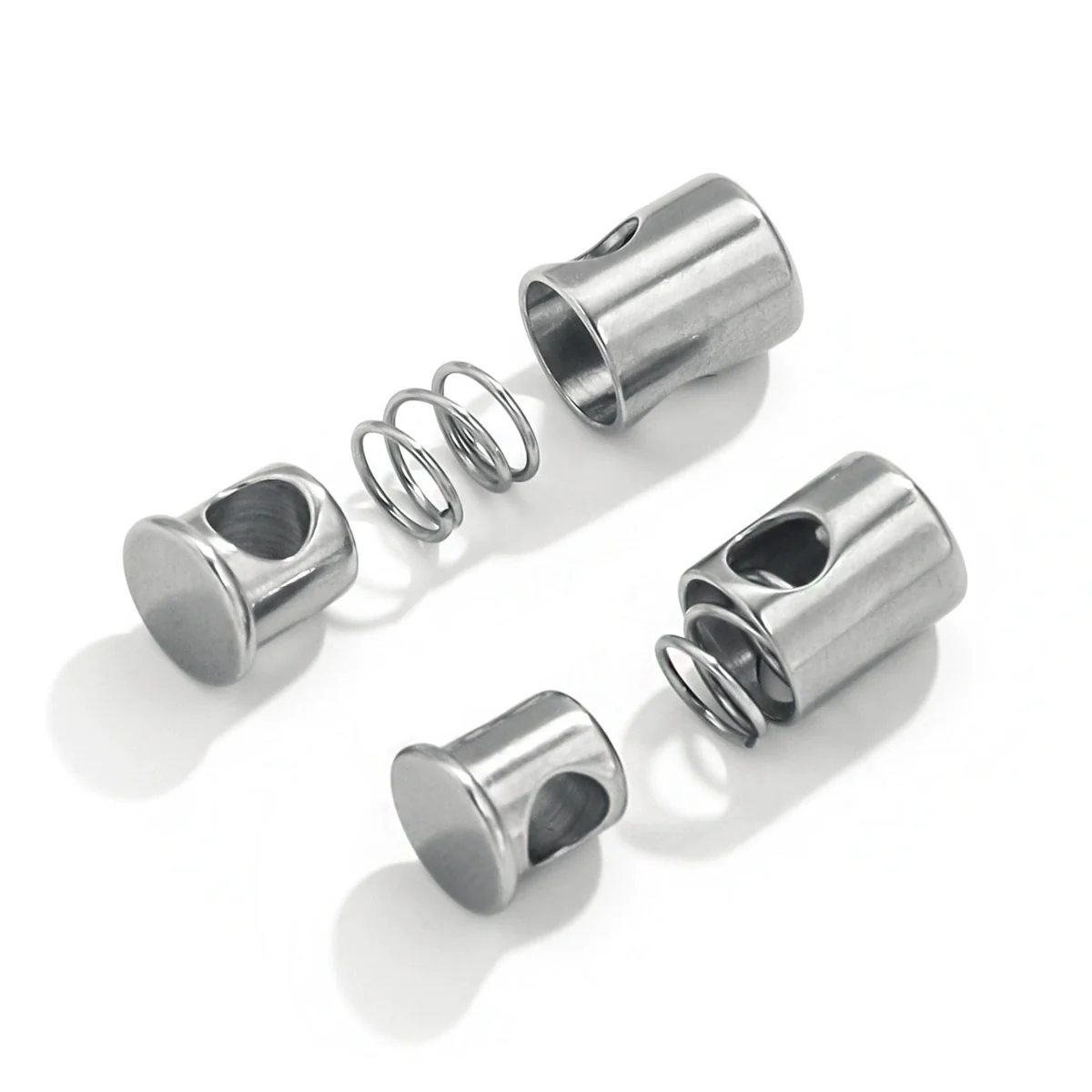 Stainless Steel Bell Elastic Spring Push Pull Adjustment Titanium Steel Buckle Accessories Handmade Chain Positioning Button With Hirback Pattern And Electroplating Treatment - Image 6
