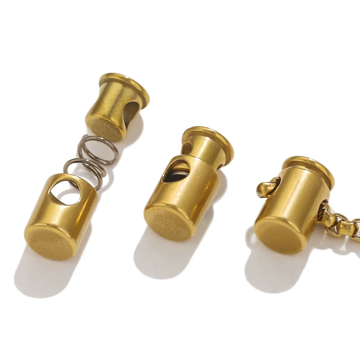 Stainless Steel Bell Elastic Spring Push Pull Adjustment Titanium Steel Buckle Accessories Handmade Chain Positioning Button With Hirback Pattern And Electroplating Treatment - Image 7