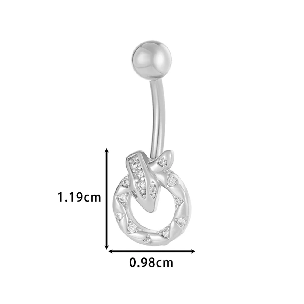 Stainless Steel Belly Button Ring Love Bow Snake Shape Electroplated Women's Jewelry - Image 12