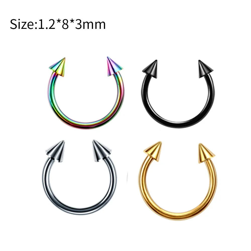 Stainless Steel Body Piercing Jewelry Cshaped Nose Ring Eyebrow Nail Lip Nail Electroplated Geometric Unisex - Image 5