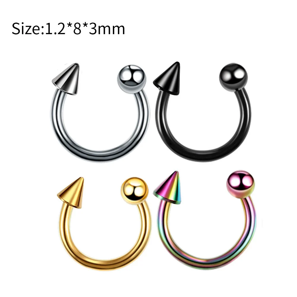 Stainless Steel Body Piercing Jewelry Cshaped Nose Ring Eyebrow Nail Lip Nail Electroplated Geometric Unisex - Image 7
