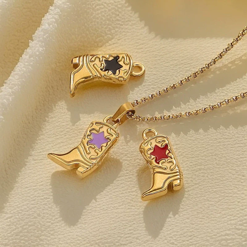 Stainless Steel Boots Pendant Vacuum Plated Necklace Bracelet Diy Accessories - Image 4
