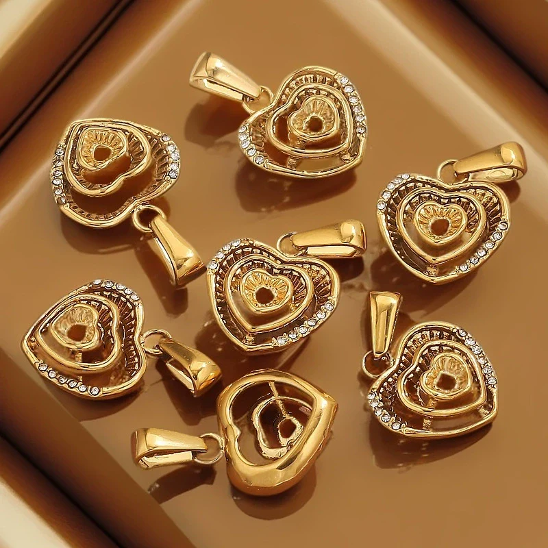 Stainless Steel Bow Pattern Vacuum Plating Crystal Diamond Pendant Jewelry Accessories - Image 4