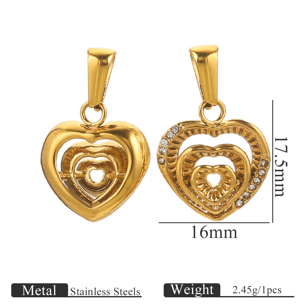 Stainless Steel Bow Pattern Vacuum Plating Crystal Diamond Pendant Jewelry Accessories - Image 7