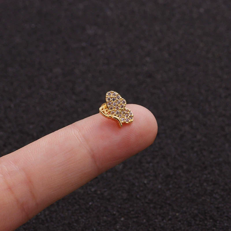 Stainless Steel Bow Pendant Zircon Earrings - Image 13