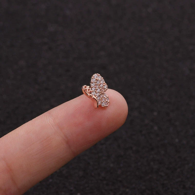 Stainless Steel Bow Pendant Zircon Earrings - Image 19