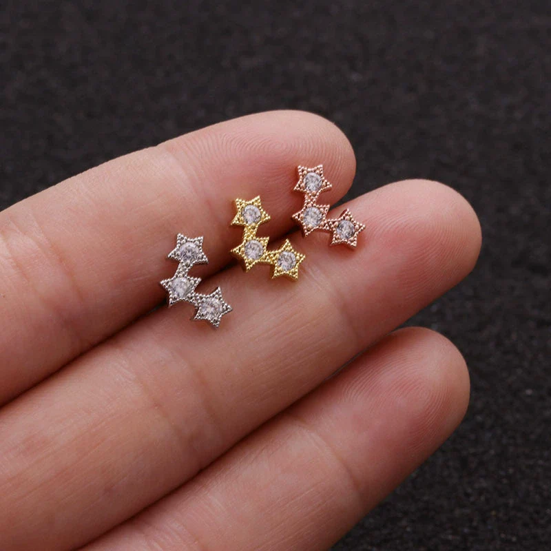 Stainless Steel Bow Pendant Zircon Earrings - Image 2