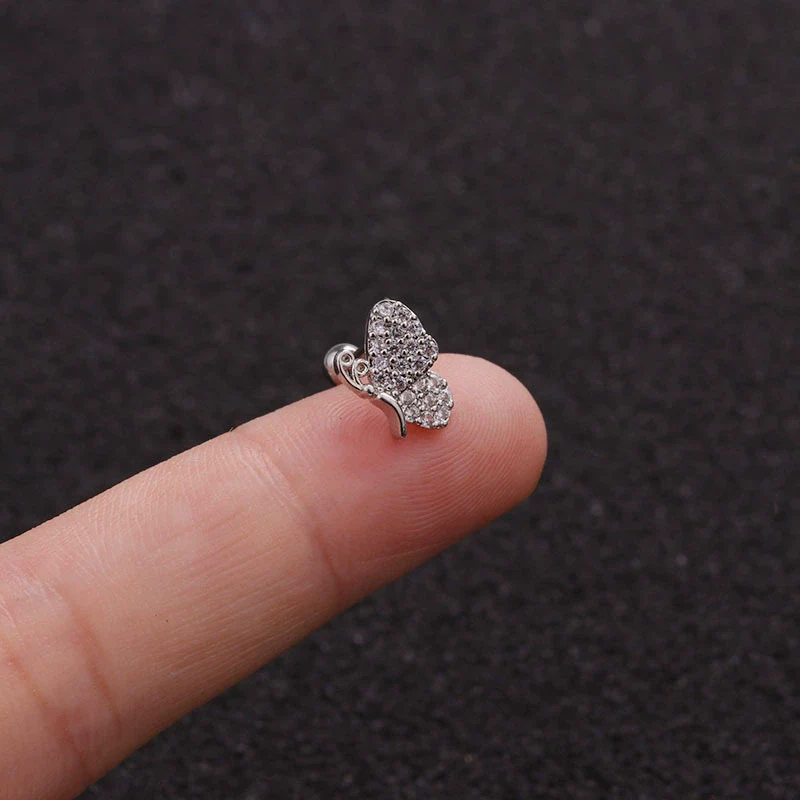 Stainless Steel Bow Pendant Zircon Earrings - Image 7