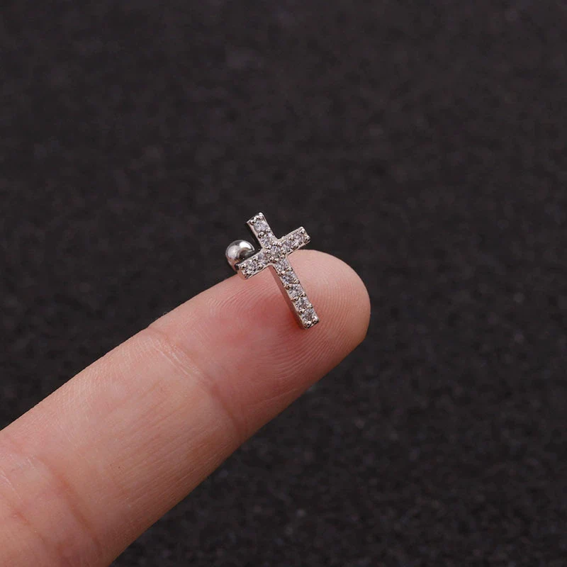 Stainless Steel Bow Pendant Zircon Earrings - Image 9