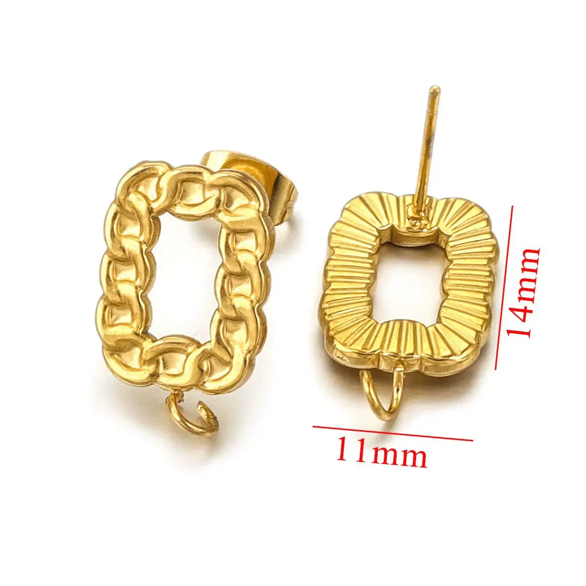 Stainless Steel Braided Threaded Round Ring Electroplated Earring Accessories With Hirback Pattern Handmade Diy - Image 7