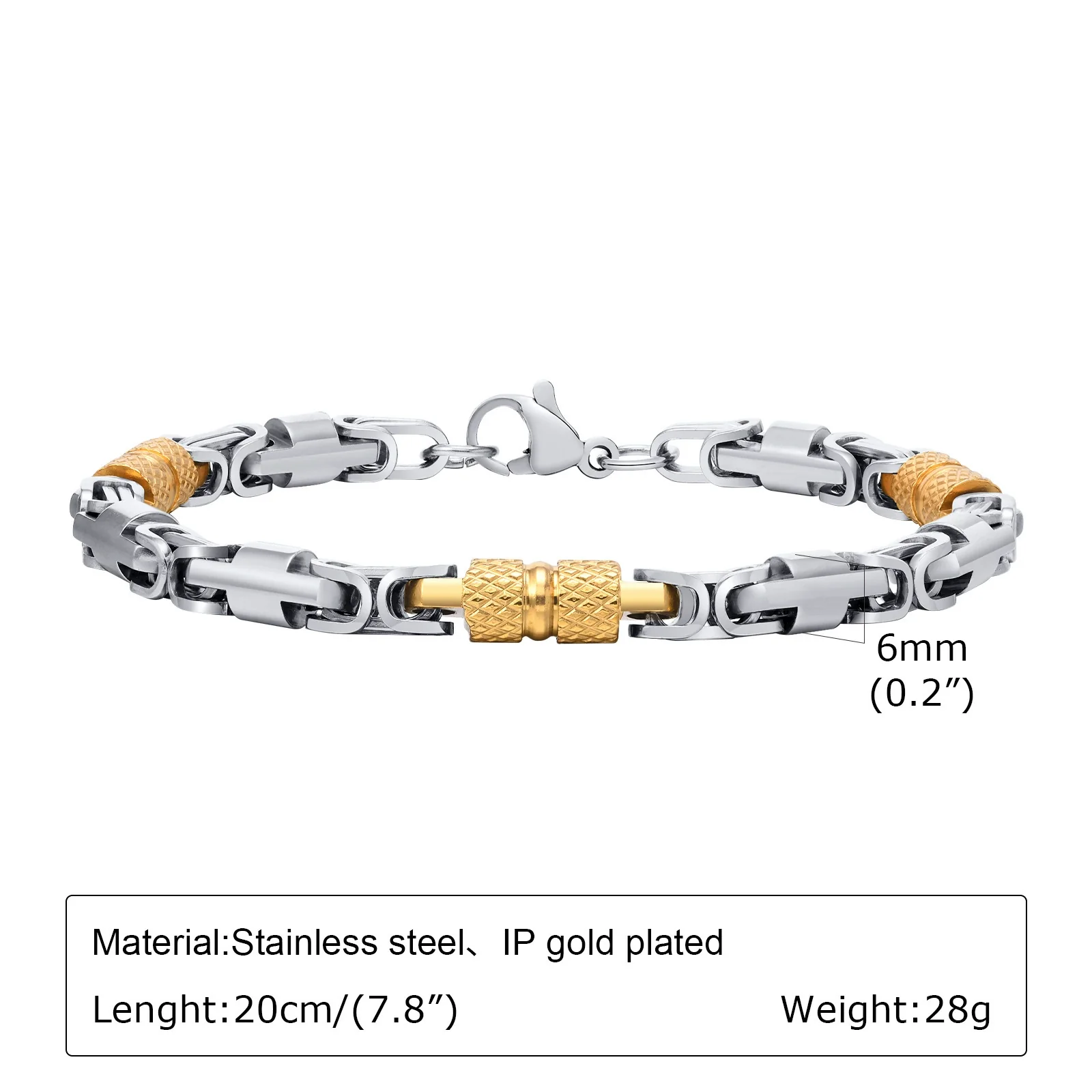 Stainless Steel Byzantine Style Men's Electroplating Handicraft Chain Bracelet - Image 10