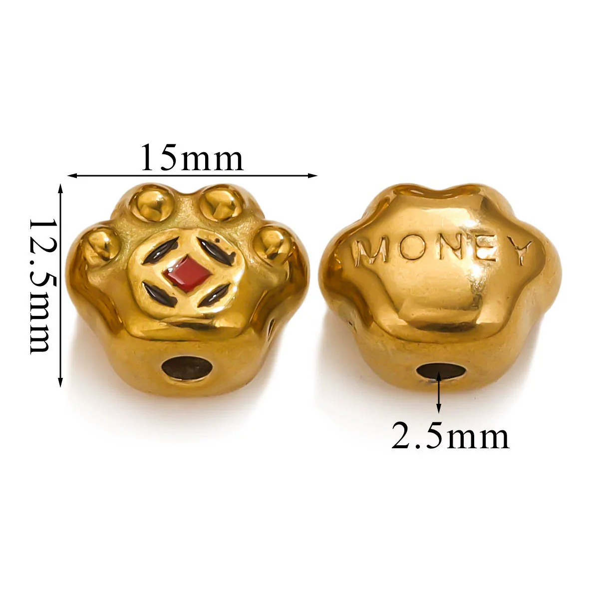 Stainless Steel Cartoon Beads With Oil Dropping Large Hole Eight Eyes Pattern 18K Gold Vacuum Plated Diy Bracelet Jewelry Accessories - Image 24