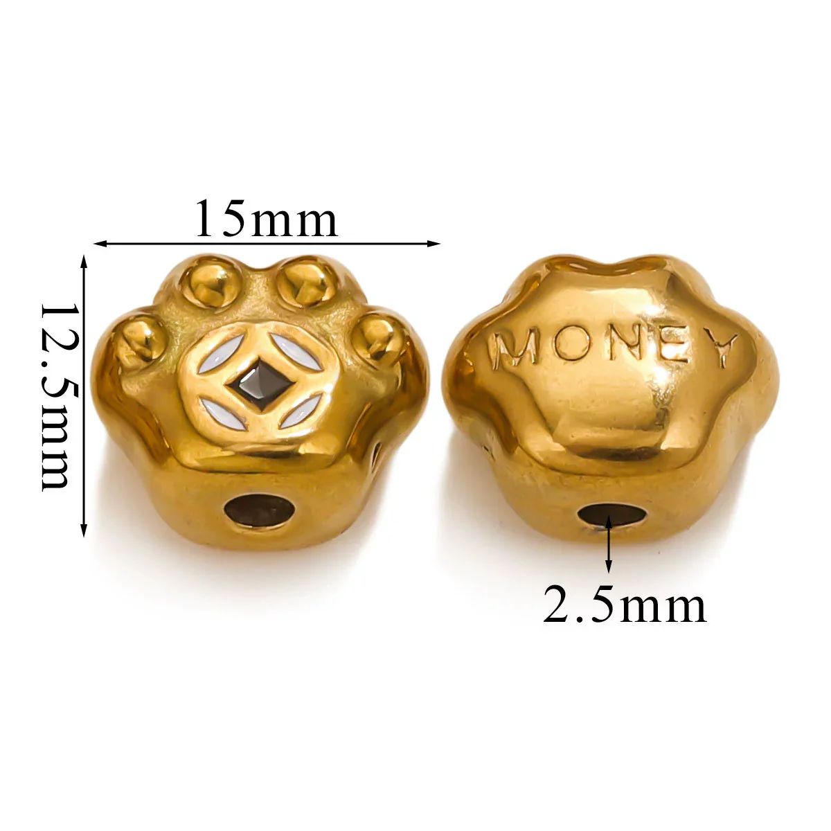 Stainless Steel Cartoon Beads With Oil Dropping Large Hole Eight Eyes Pattern 18K Gold Vacuum Plated Diy Bracelet Jewelry Accessories - Image 25