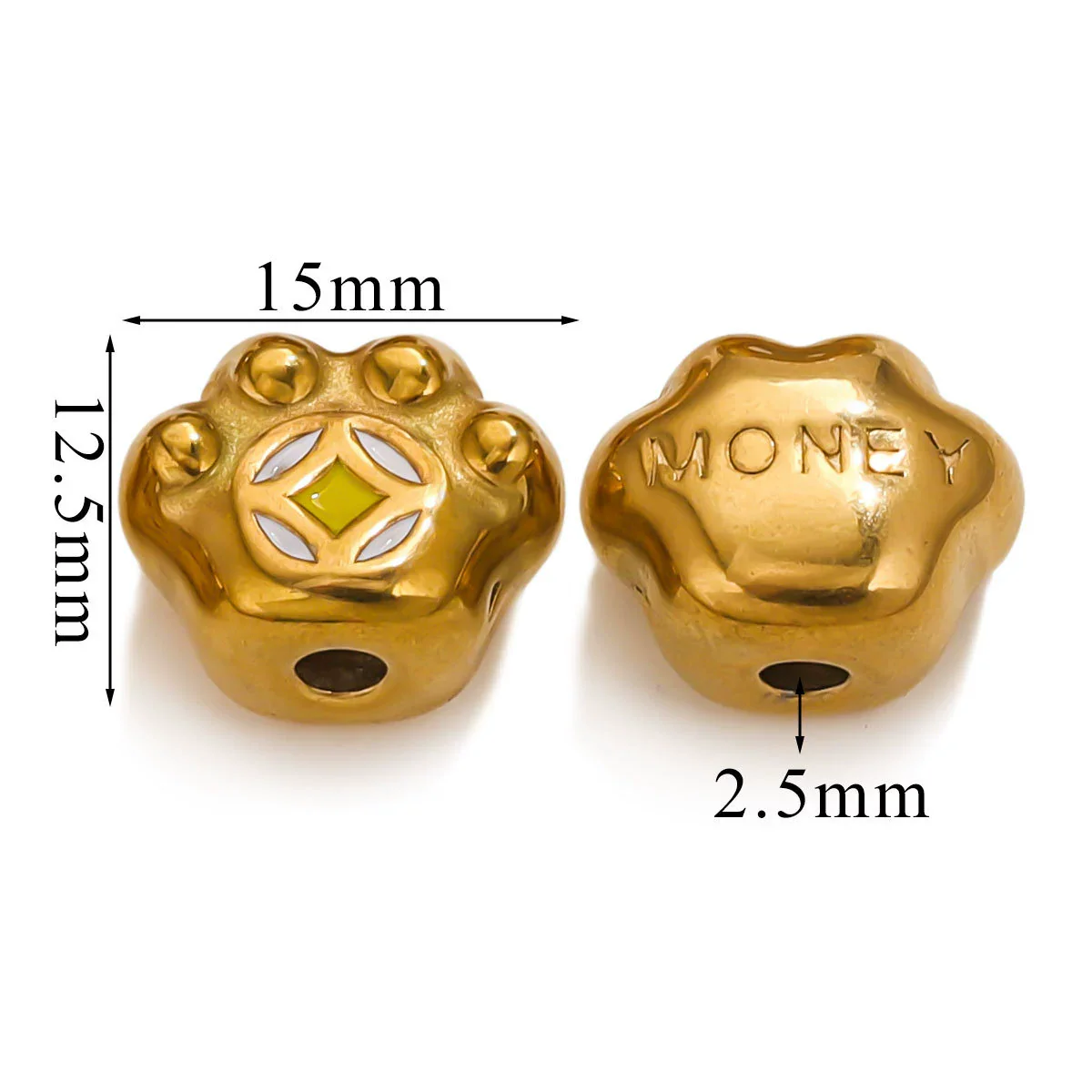 Stainless Steel Cartoon Beads With Oil Dropping Large Hole Eight Eyes Pattern 18K Gold Vacuum Plated Diy Bracelet Jewelry Accessories - Image 26