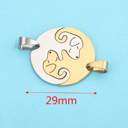 Stainless Steel Cat Puppy Cartoon Pendant Necklace 18K Gold Plated - Image 11