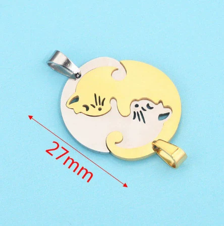 Stainless Steel Cat Puppy Cartoon Pendant Necklace 18K Gold Plated - Image 7