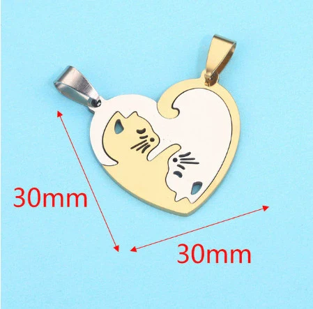 Stainless Steel Cat Puppy Cartoon Pendant Necklace 18K Gold Plated - Image 9