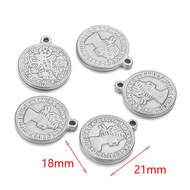 Stainless Steel Coin Round Pendant Necklace With Crown Pattern And Electroplating Treatment For Ladies - Image 7