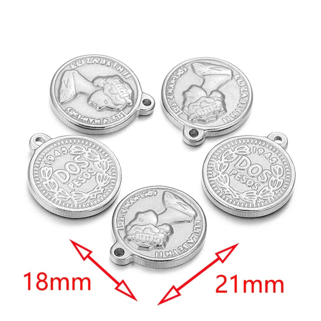 Stainless Steel Coin Round Pendant Necklace With Crown Pattern And Electroplating Treatment For Ladies - Image 9