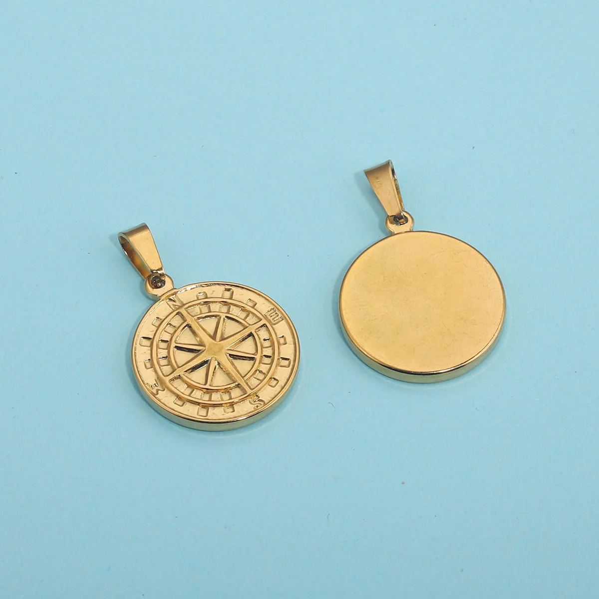 Stainless Steel Compass Pendant Necklace With Electroplating Treatment And Original Design - Image 4