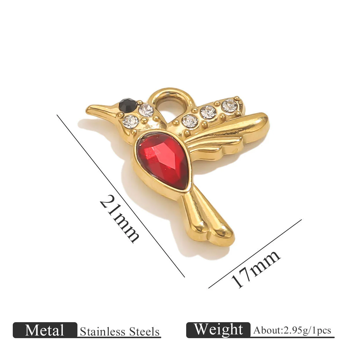 Stainless Steel Crab Turtle Bird Inlaid Stone Pendant Jewelry Accessories Electroplated - Image 12