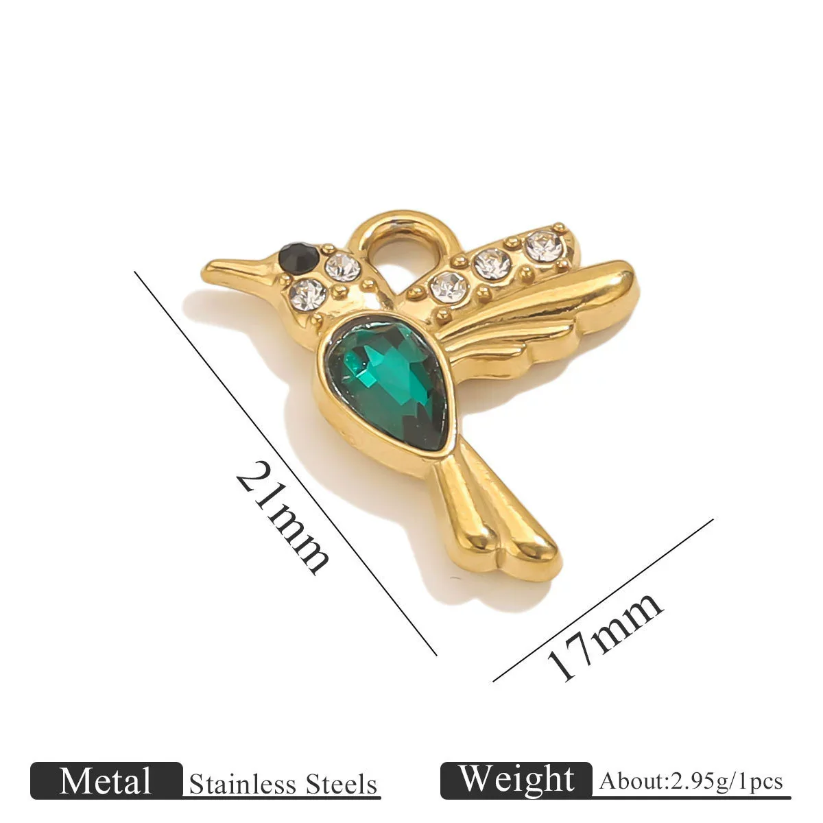 Stainless Steel Crab Turtle Bird Inlaid Stone Pendant Jewelry Accessories Electroplated - Image 13