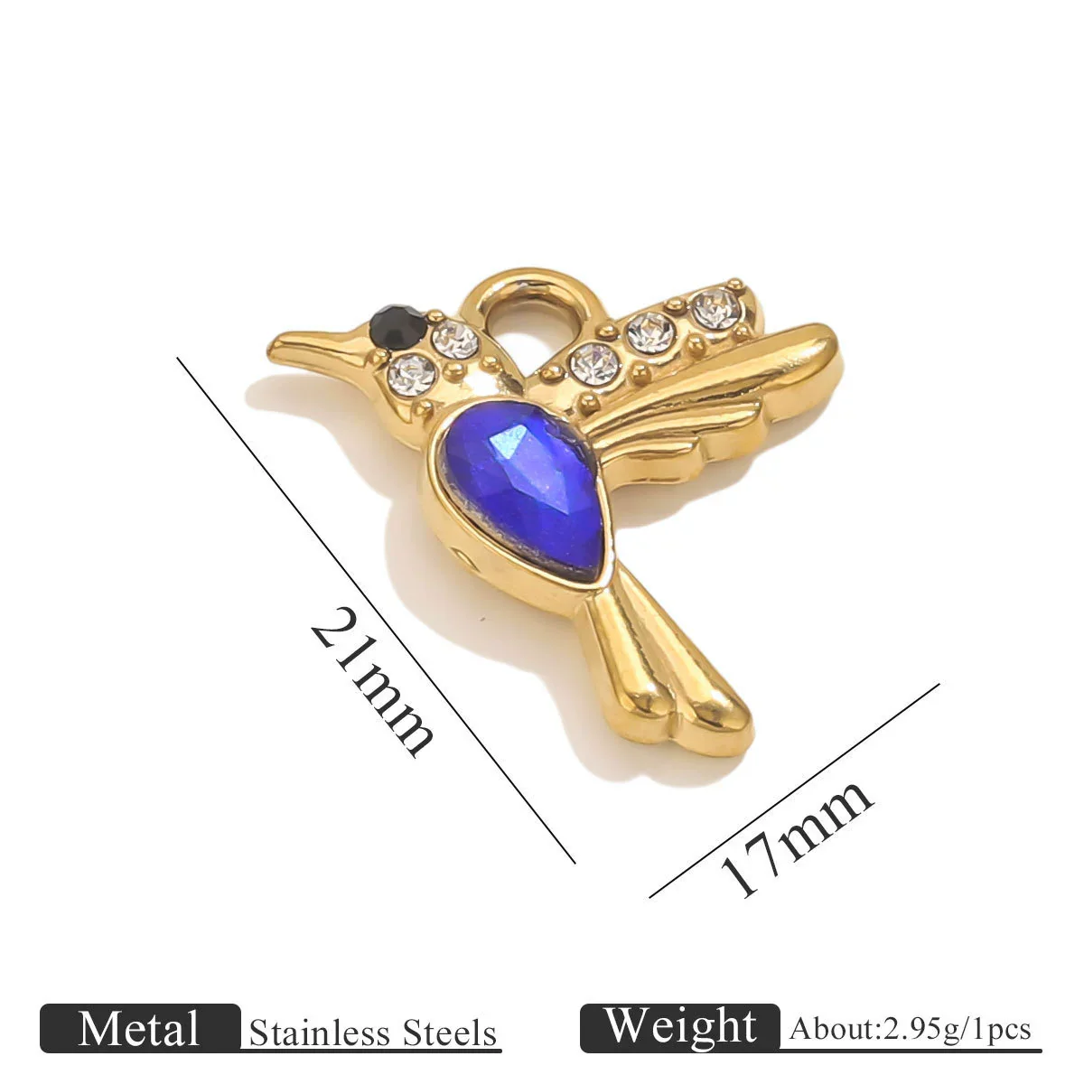 Stainless Steel Crab Turtle Bird Inlaid Stone Pendant Jewelry Accessories Electroplated - Image 14