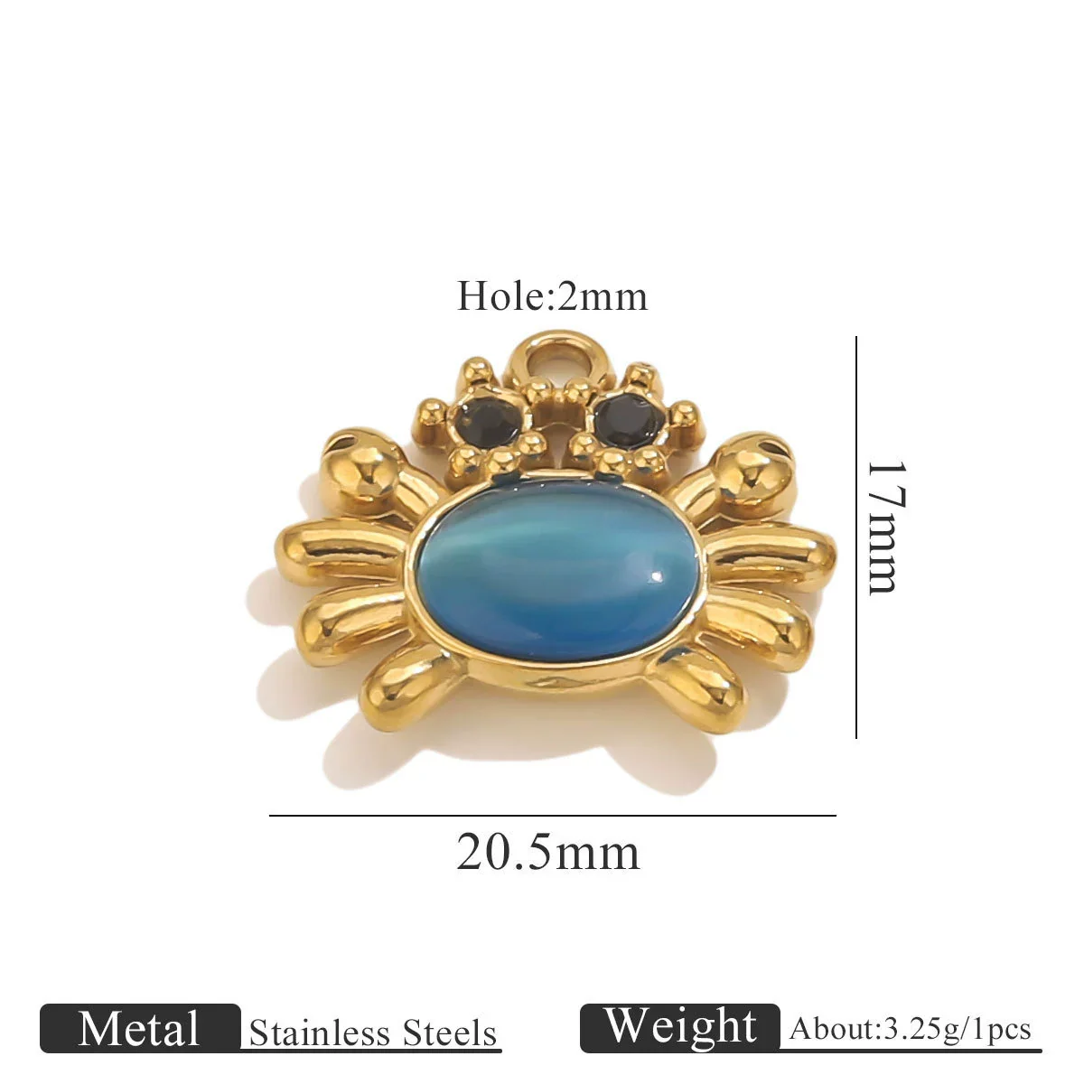 Stainless Steel Crab Turtle Bird Inlaid Stone Pendant Jewelry Accessories Electroplated - Image 6
