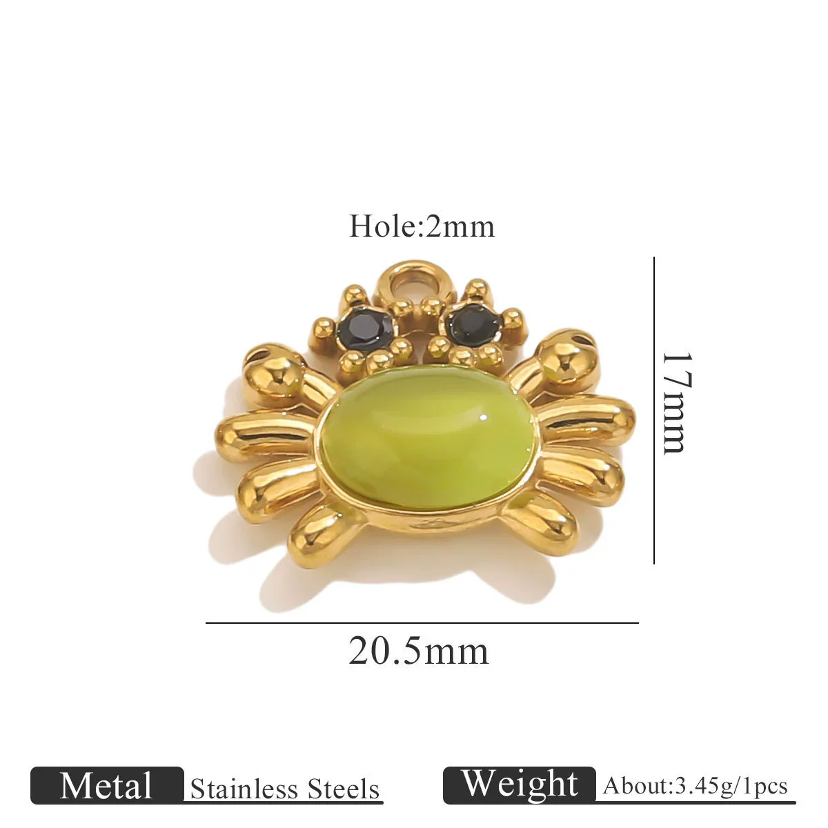 Stainless Steel Crab Turtle Bird Inlaid Stone Pendant Jewelry Accessories Electroplated - Image 8