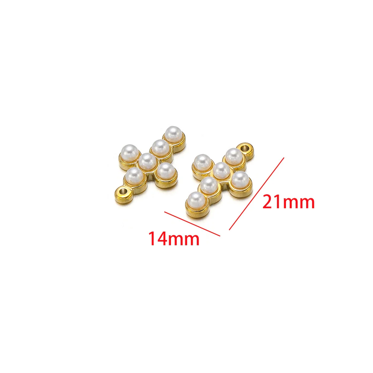 Stainless Steel Cross Disc Inlaid Pearl Pendant Jewelry Accessories With Electroplating - Image 7