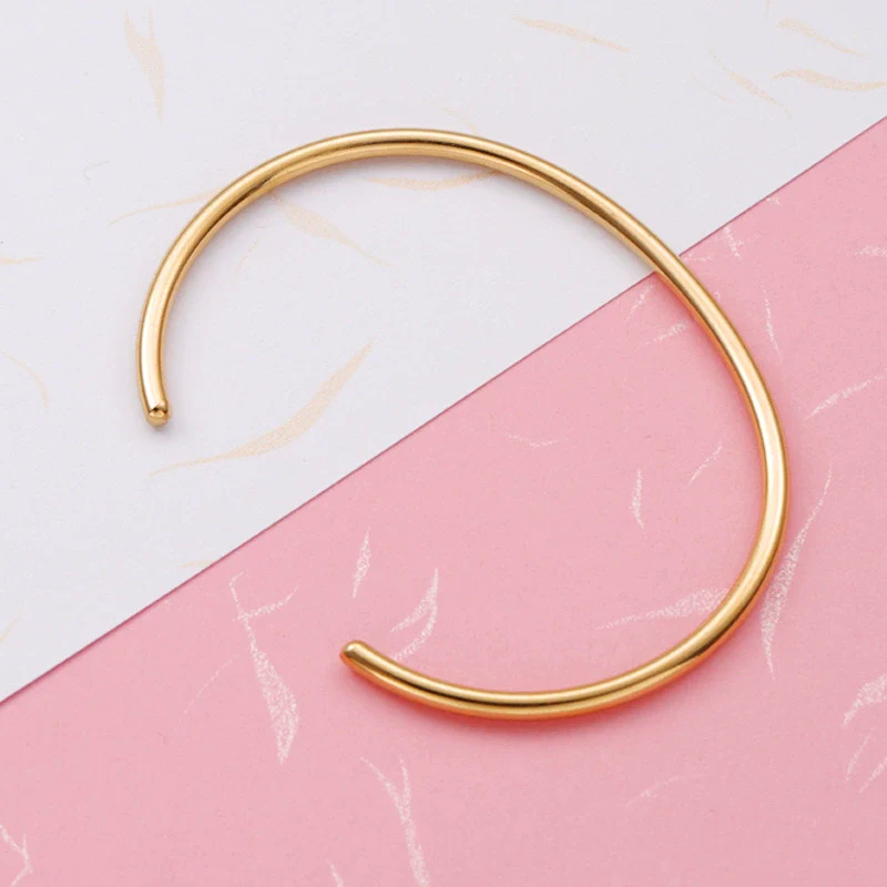 Stainless Steel Cshaped Open Simple Bracelet Jewelry Accessories Electroplated 18K Furnace Gold - Image 3