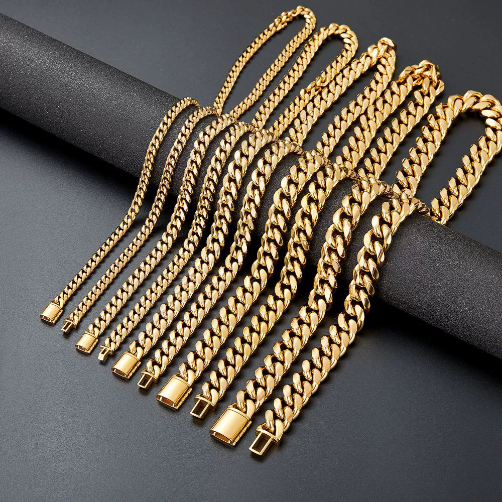 Stainless Steel Cuban Chain Minimalist Geometric Men's Necklace - Image 2