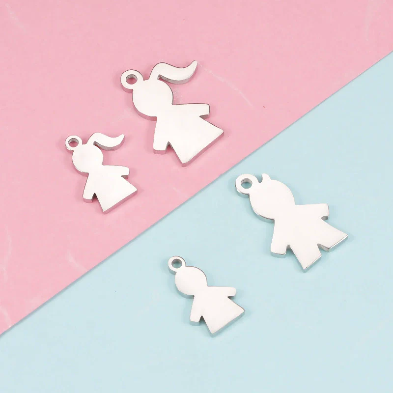 Stainless Steel Cut Cartoon Humanoid Couple Pendant Jewelry Accessories Electroplated