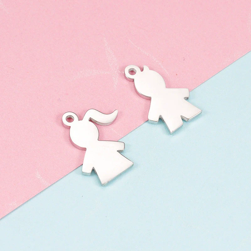 Stainless Steel Cut Cartoon Humanoid Couple Pendant Jewelry Accessories Electroplated - Image 2