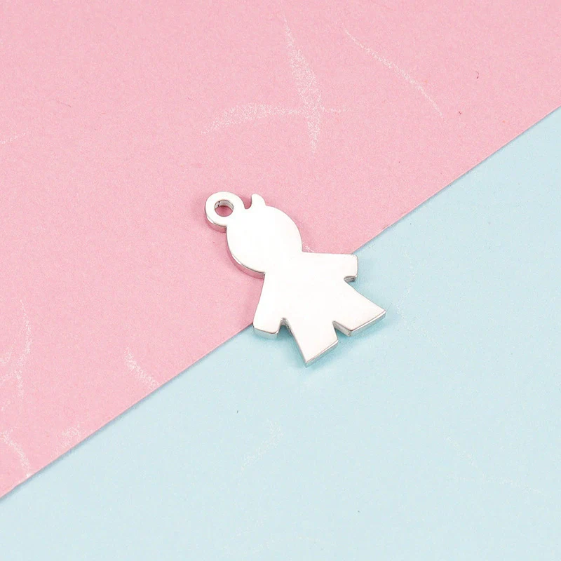 Stainless Steel Cut Cartoon Humanoid Couple Pendant Jewelry Accessories Electroplated - Image 3