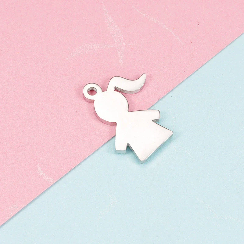 Stainless Steel Cut Cartoon Humanoid Couple Pendant Jewelry Accessories Electroplated - Image 4
