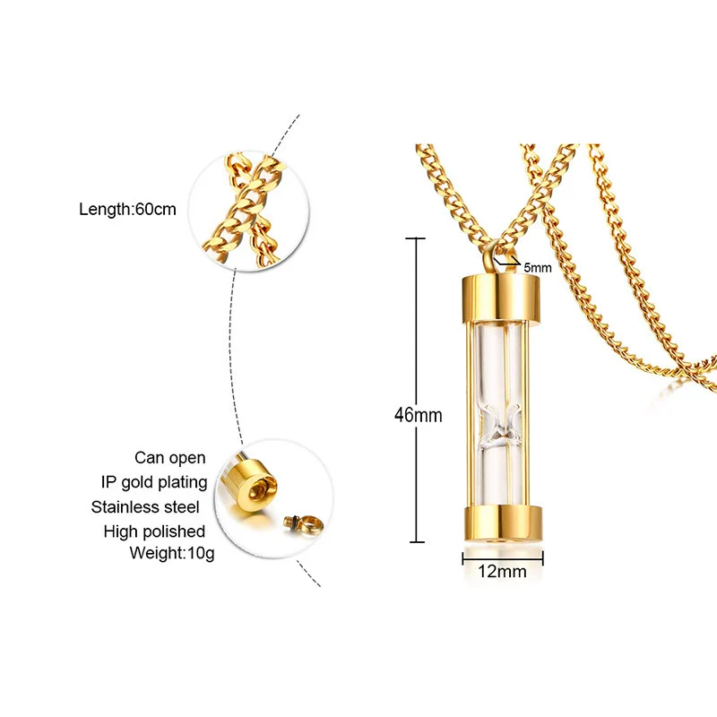 Stainless Steel Dropshaped Hourglass Pendant Necklace For Men And Women - Image 10