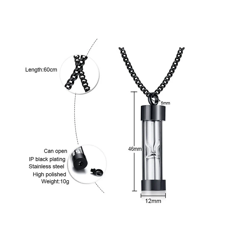 Stainless Steel Dropshaped Hourglass Pendant Necklace For Men And Women - Image 11