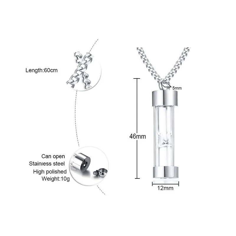 Stainless Steel Dropshaped Hourglass Pendant Necklace For Men And Women - Image 2