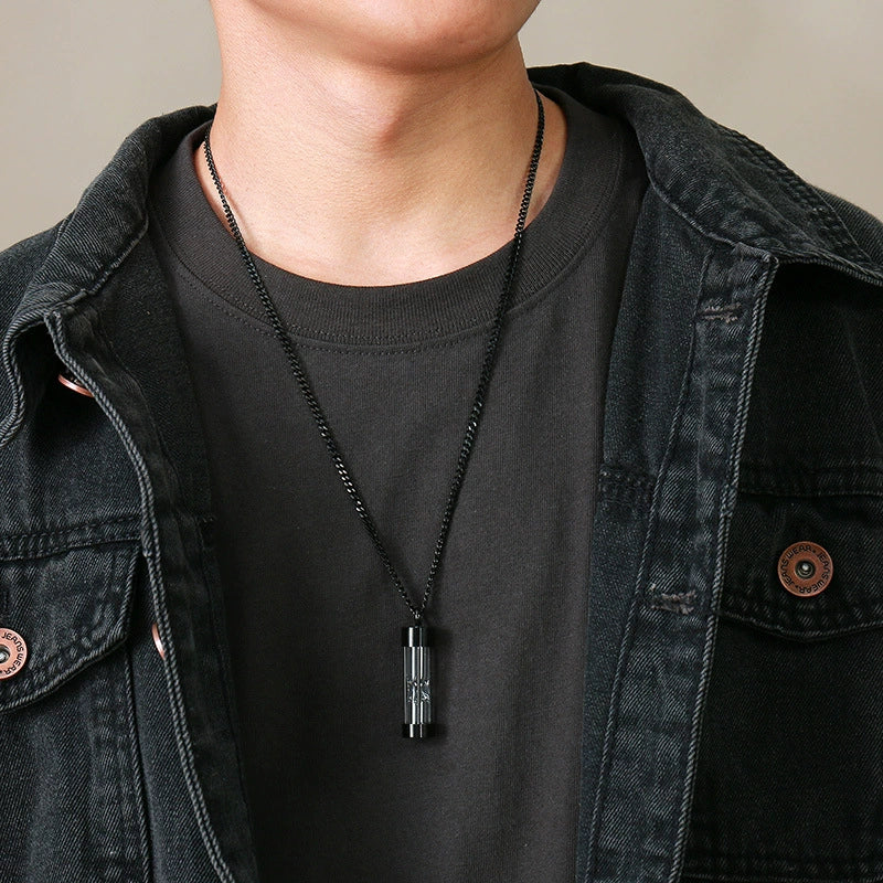 Stainless Steel Dropshaped Hourglass Pendant Necklace For Men And Women - Image 3
