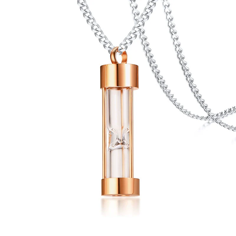 Stainless Steel Dropshaped Hourglass Pendant Necklace For Men And Women - Image 5